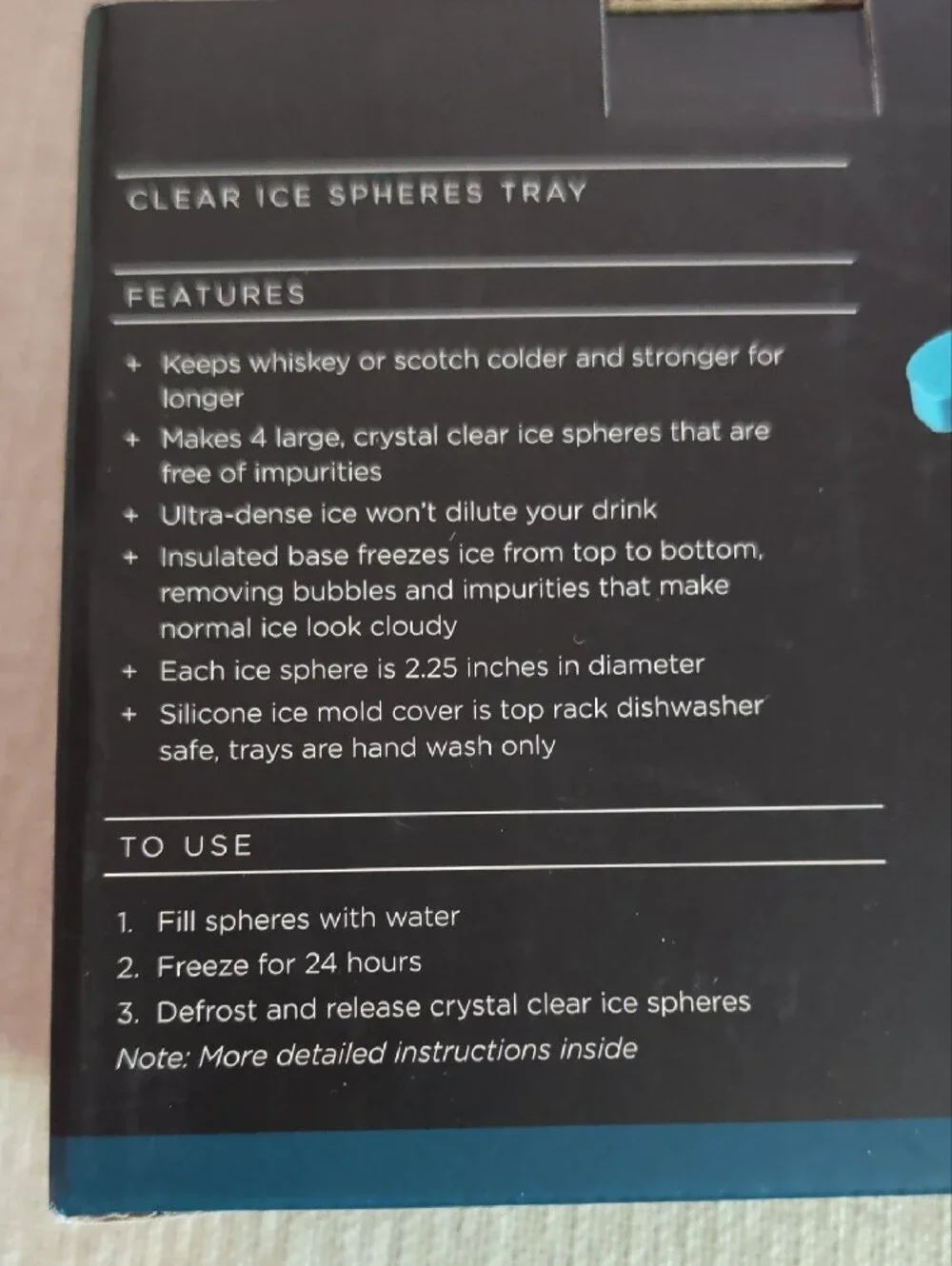 Houdini Clear Ice Sphere Tray — Gray Body with Teal Lid